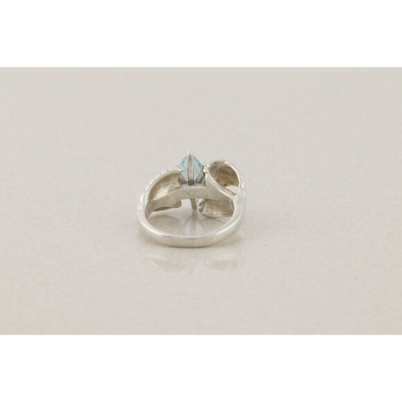 Sterling Silver Natural Blue Topaz Ring Size 8 - Picture 7 of 7